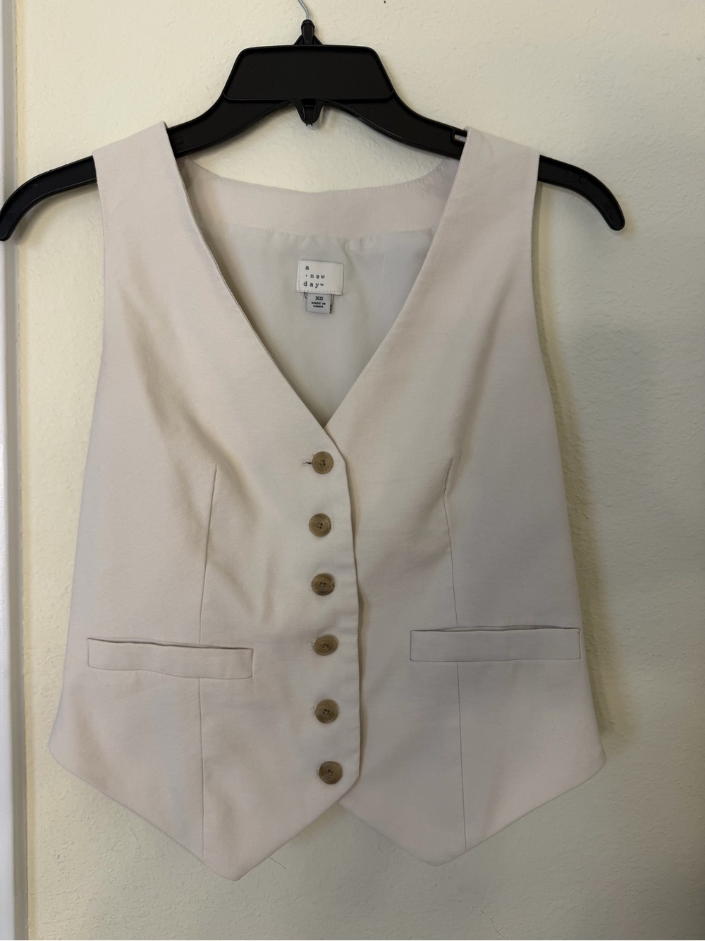 a new day Cream V-Neck Button Front Vest